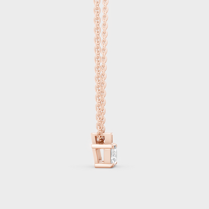 Elegant 0.40 Ct Emerald Round Diamond Halo Necklace Rose Gold