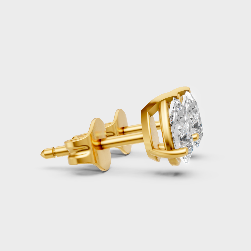 Ethical Luxury 1 Ct Lab Diamond Stud Earrings Yellow Gold