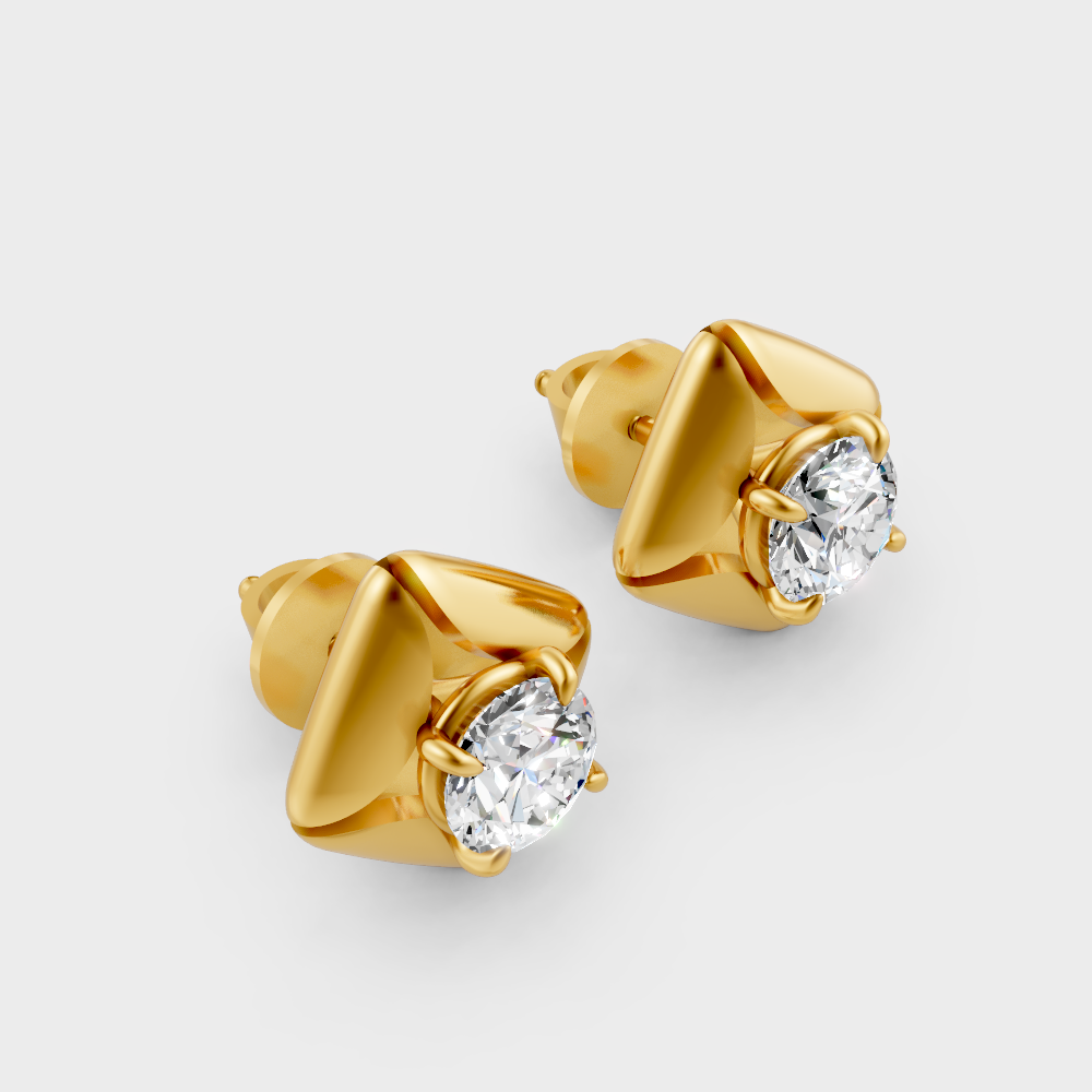 Round Cut Lab Grown Diamond Earrings in
