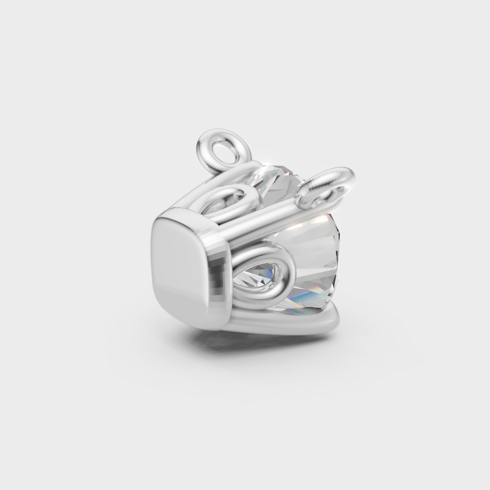 High-Polish 950 Platinum Round Lab Diamond Pendant Without Chain