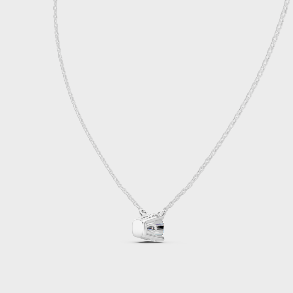 Hallmarked 9K White Gold Round Diamond Solitaire Pendant