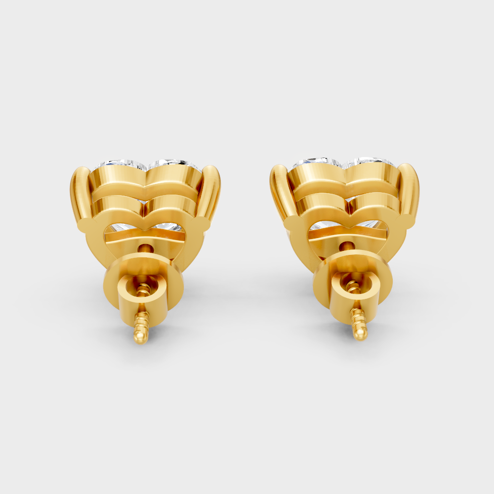 Ethical Lab-Grown Heart Diamond Earrings Yellow Gold