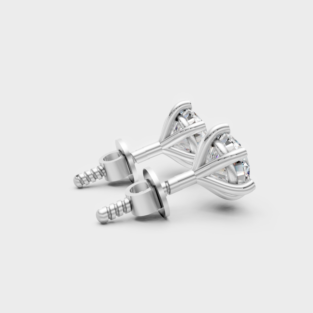 Certified 1.20 Ct Round Diamond Stud Earrings Platinum