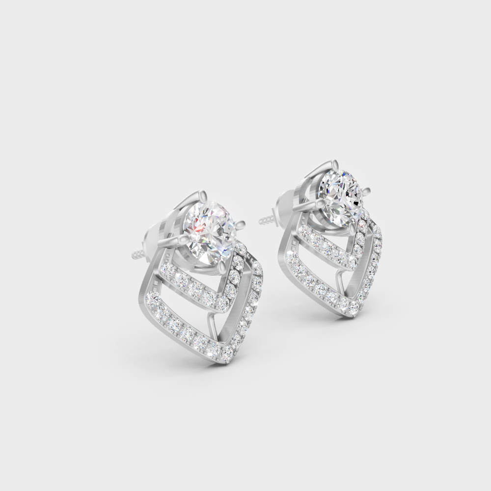 Certified 3.41 Ct Round Diamond Stud Earrings White Gold