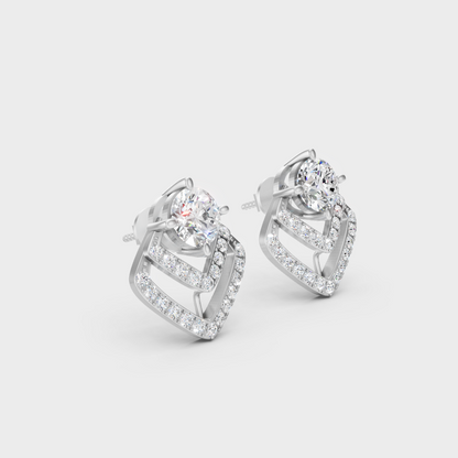 Certified 3.41 Ct Round Diamond Stud Earrings White Gold