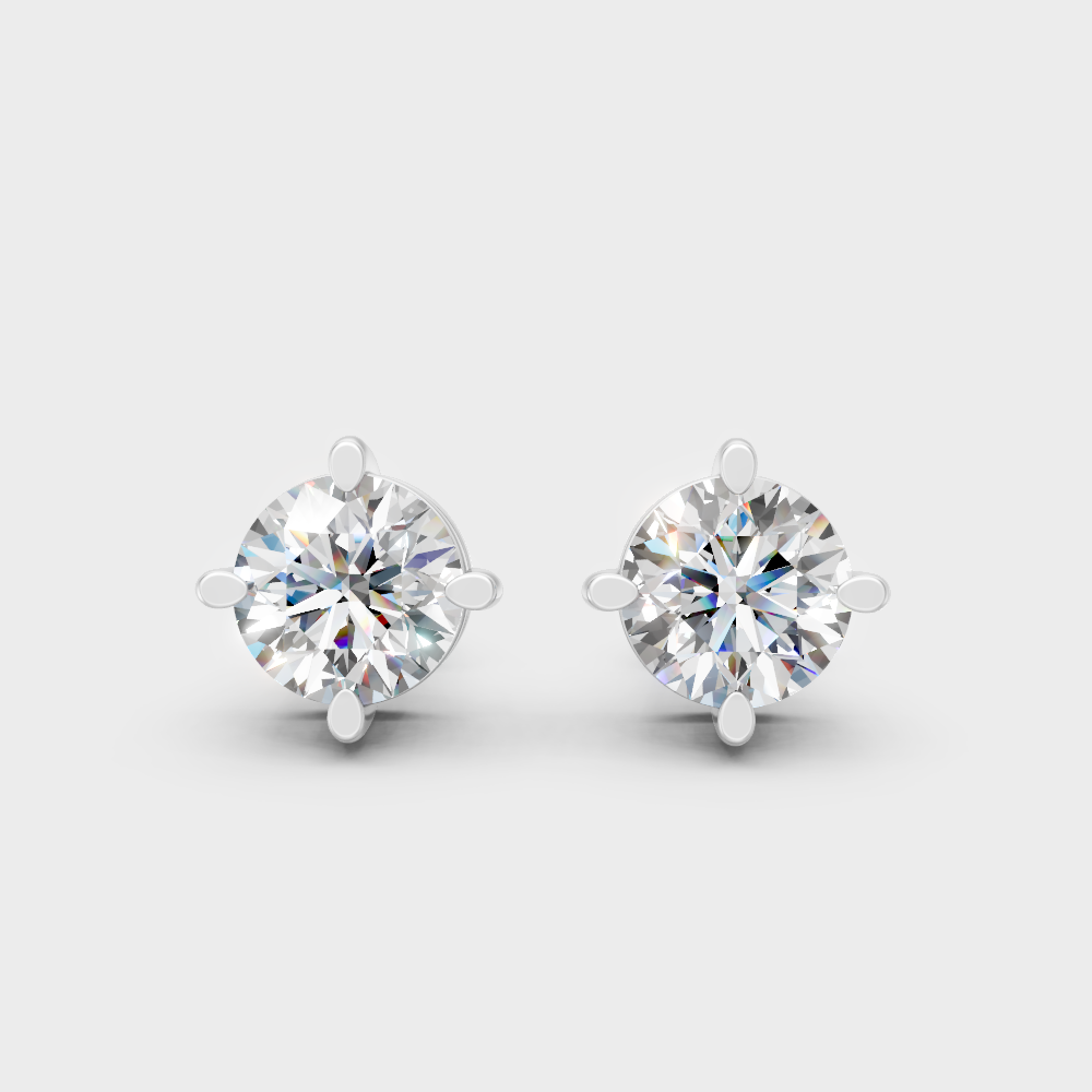 2.50 Ct Total Round Cut Lab-Grown Diamond Stud Earrings 1.25 Ct Each In White Gold