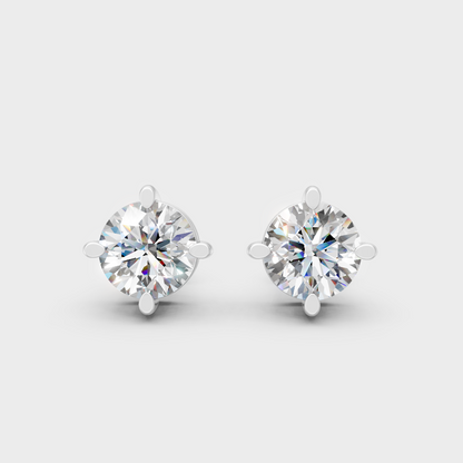 2.50 Ct Total Round Cut Lab-Grown Diamond Stud Earrings 1.25 Ct Each In White Gold