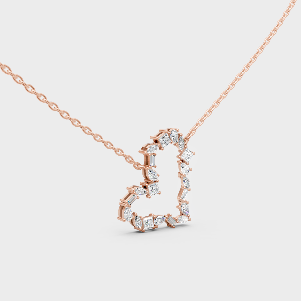 GLI Certified 2 Carat Pear Baguette Marquise Princess Diamond Pendant Rose Gold