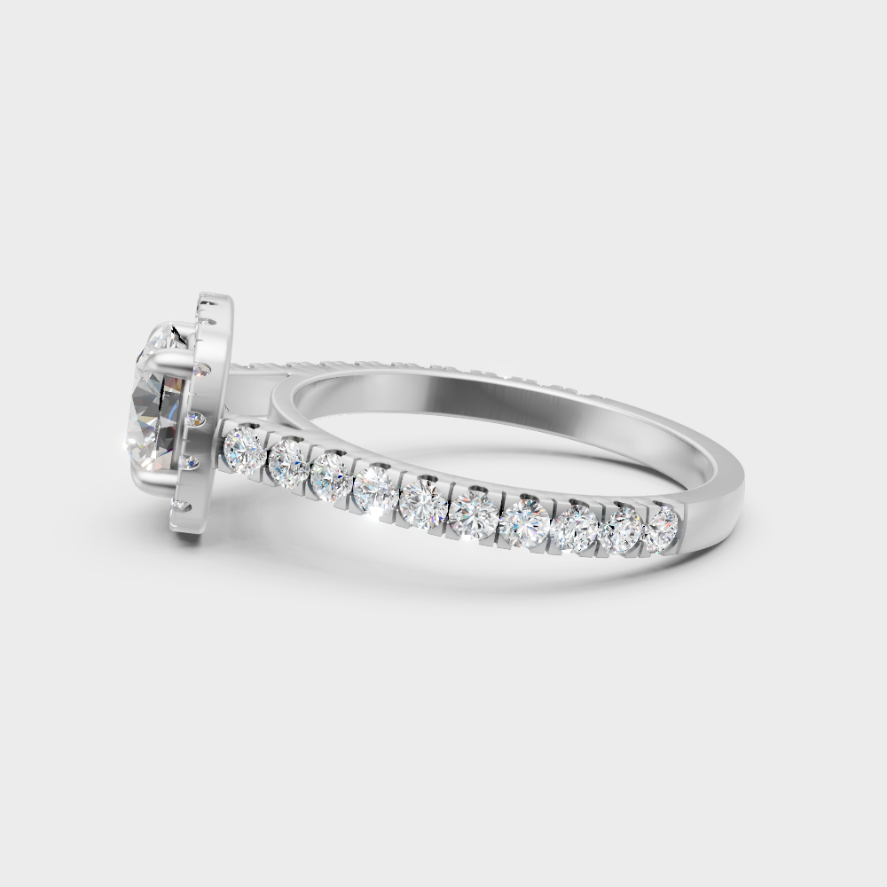9K White Gold Round-Shaped Lab-Grown Diamond Ring With High-Brilliance Finish