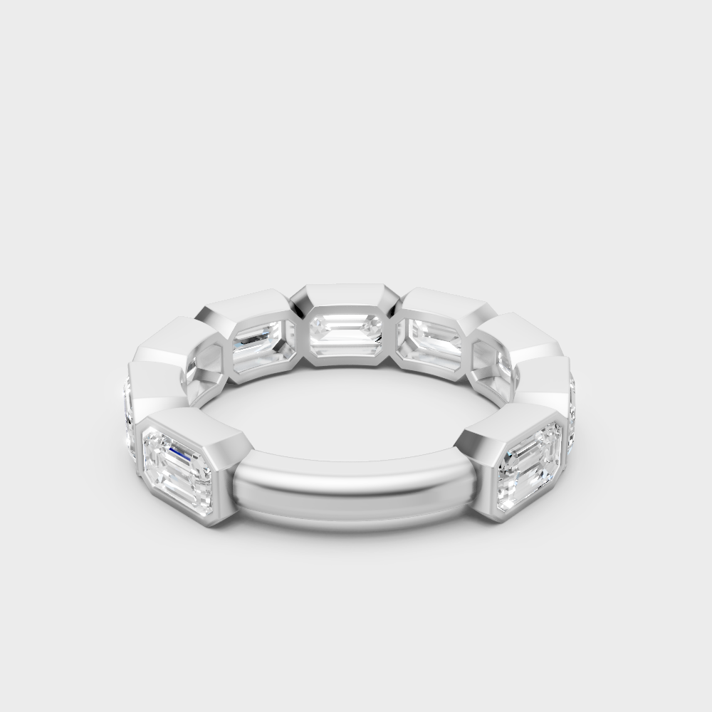 Premium 950 Platinum Eternity Ring Showcasing A 2.37 Carat Emerald Diamond Design