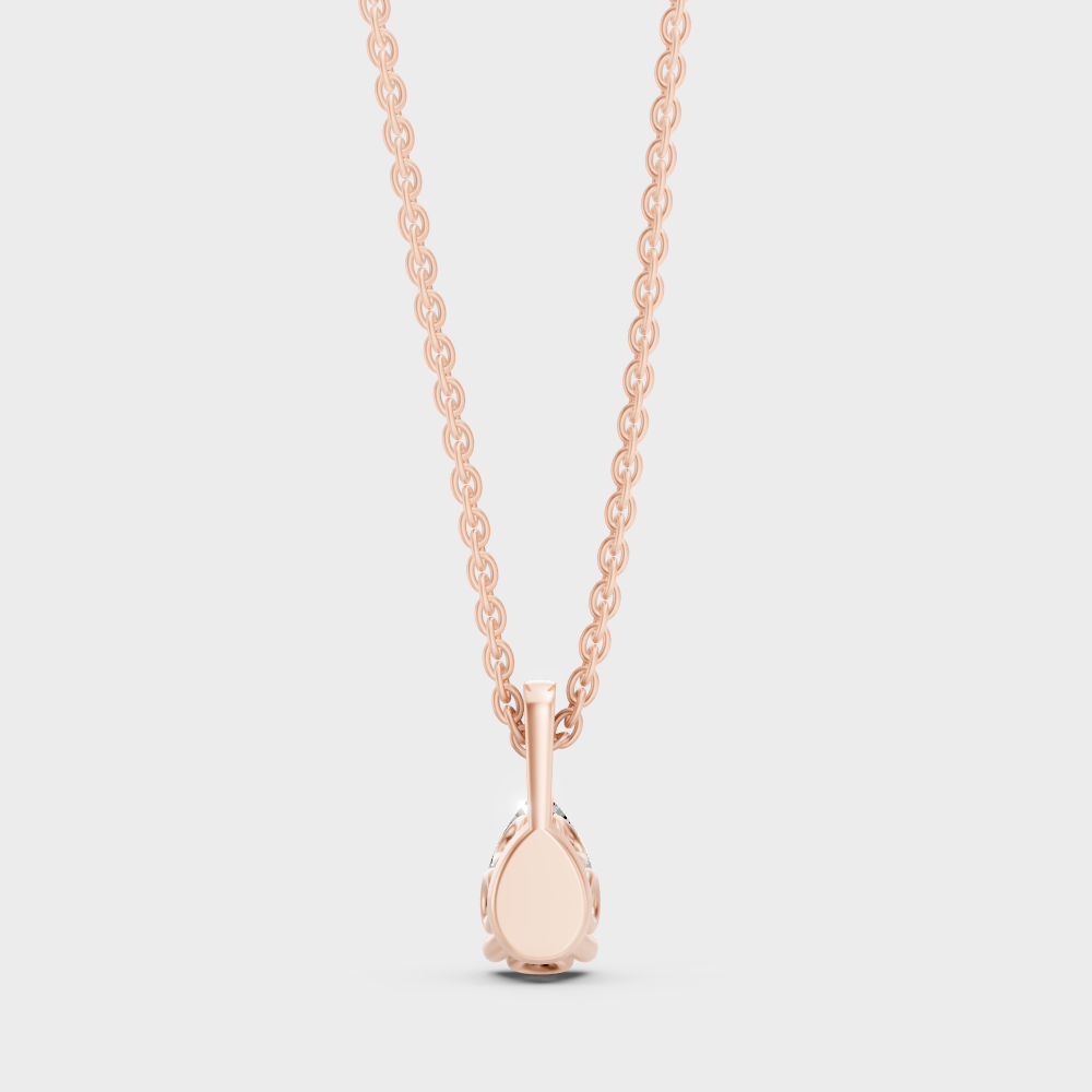 Sparkling Pear Shape Diamond Pendant With Chain Rose Gold