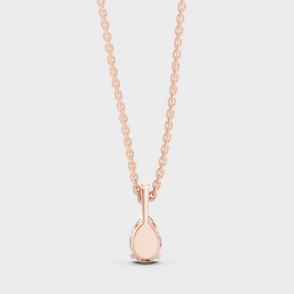 Sparkling Pear Shape Diamond Pendant With Chain Rose Gold