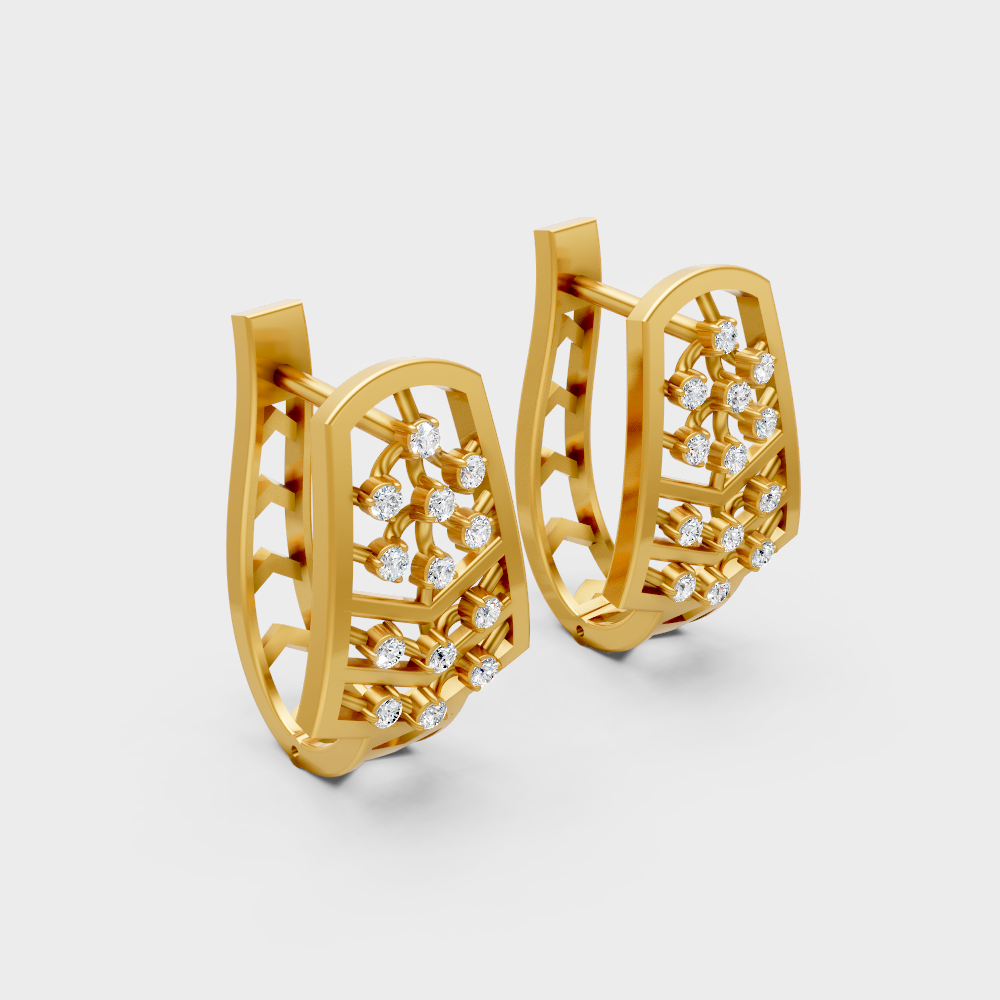 Luxury Yellow Gold Lab-Grown Diamond Hoop Earrings 0.10 Ct Each