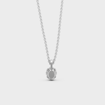 White Gold Oval-Shaped Lab-Grown Diamond Pendant In Large Carat Sizes