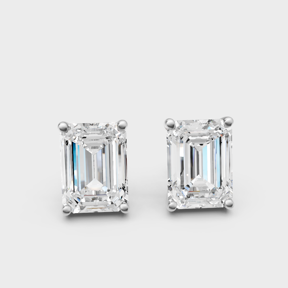 2.50 Ct Total Emerald Cut Lab-Grown Diamond Earrings 1.25 Ct Each In White Gold