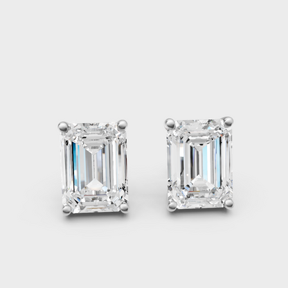 2.50 Ct Total Emerald Cut Lab-Grown Diamond Earrings 1.25 Ct Each In White Gold