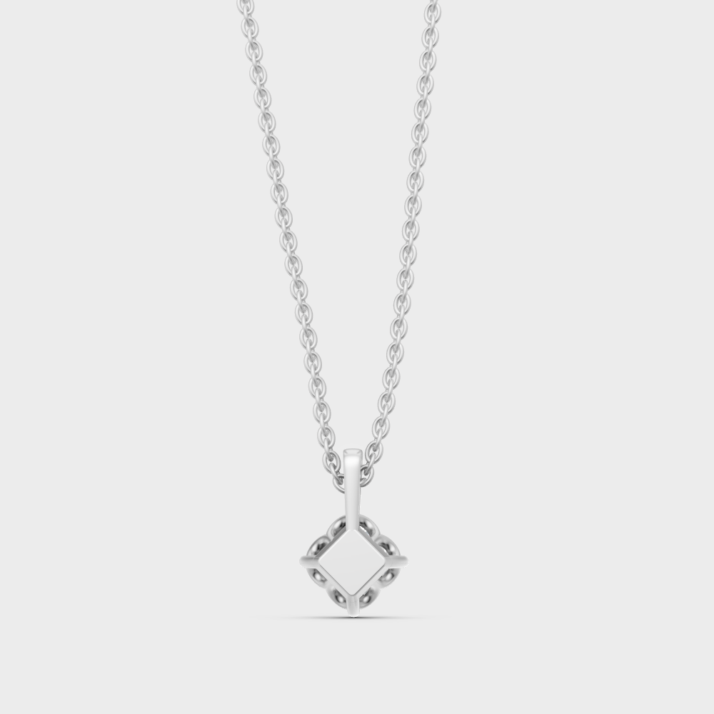 White Gold Princess-Shaped Lab-Grown Diamond Pendant With Hallmark Quality