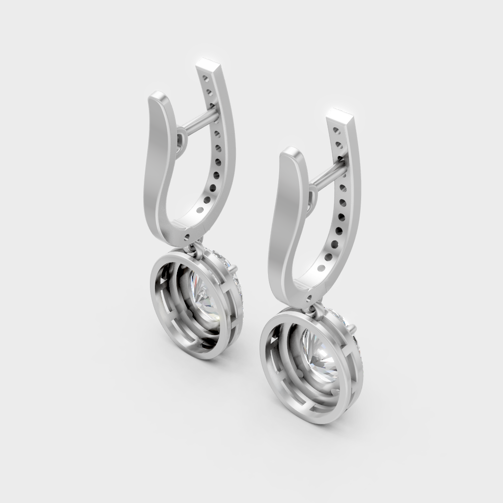 Elegant Lab-Grown Diamond Dangler Earrings In White Gold & Platinum