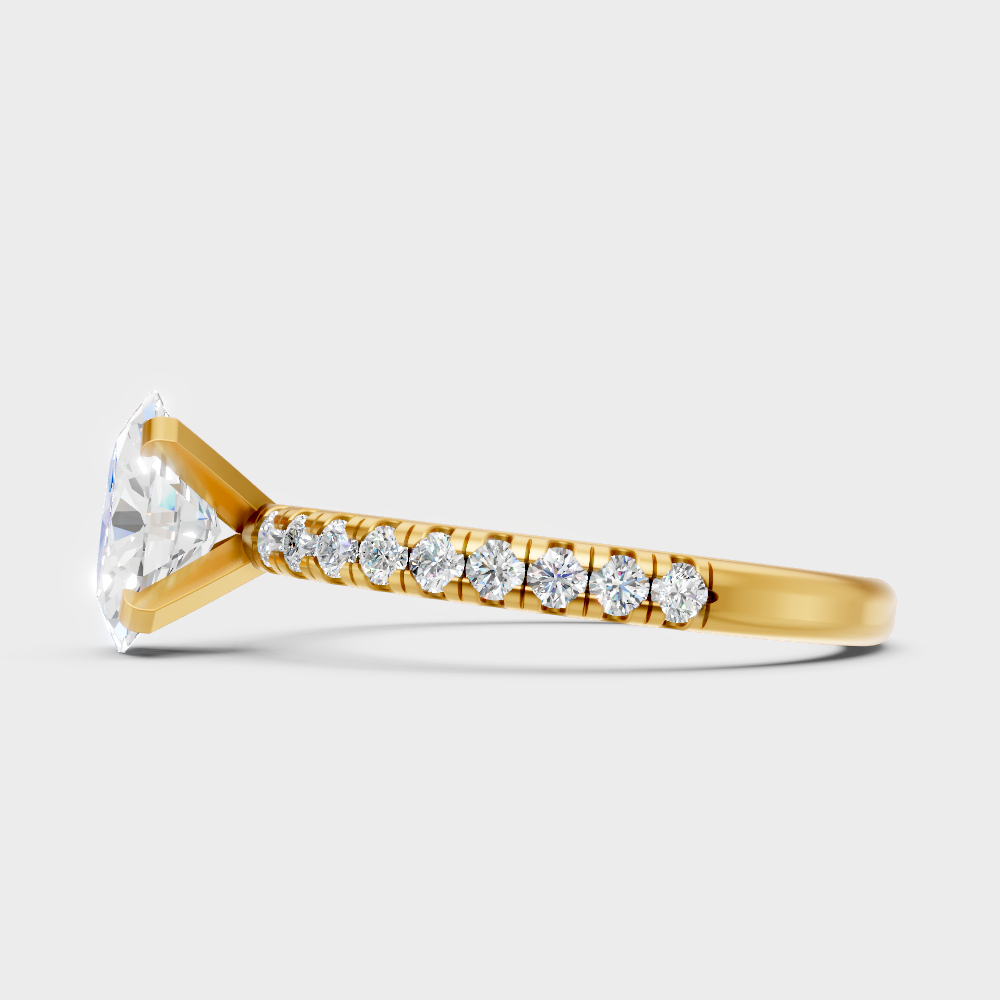 9K Yellow Gold Oval-Shaped Lab-Grown Diamond Ring For Sophisticated Ethical Luxury