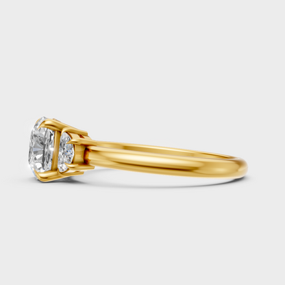 Modern 9K Yellow Gold Ring With Brilliant Sustainable Round Lab-Grown Diamonds