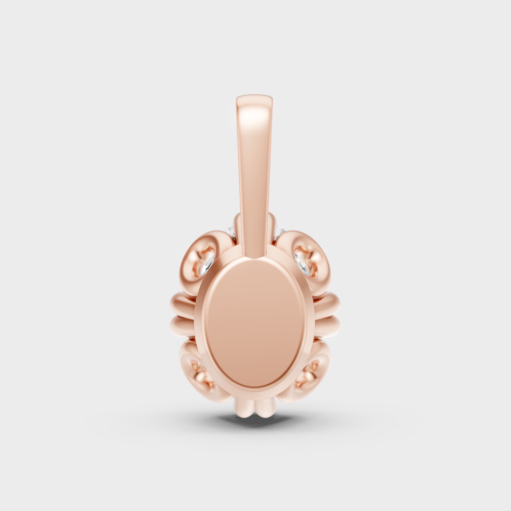 Blush Rose Gold Pendant Slide With Hallmarked Oval Lab-Grown Diamond
