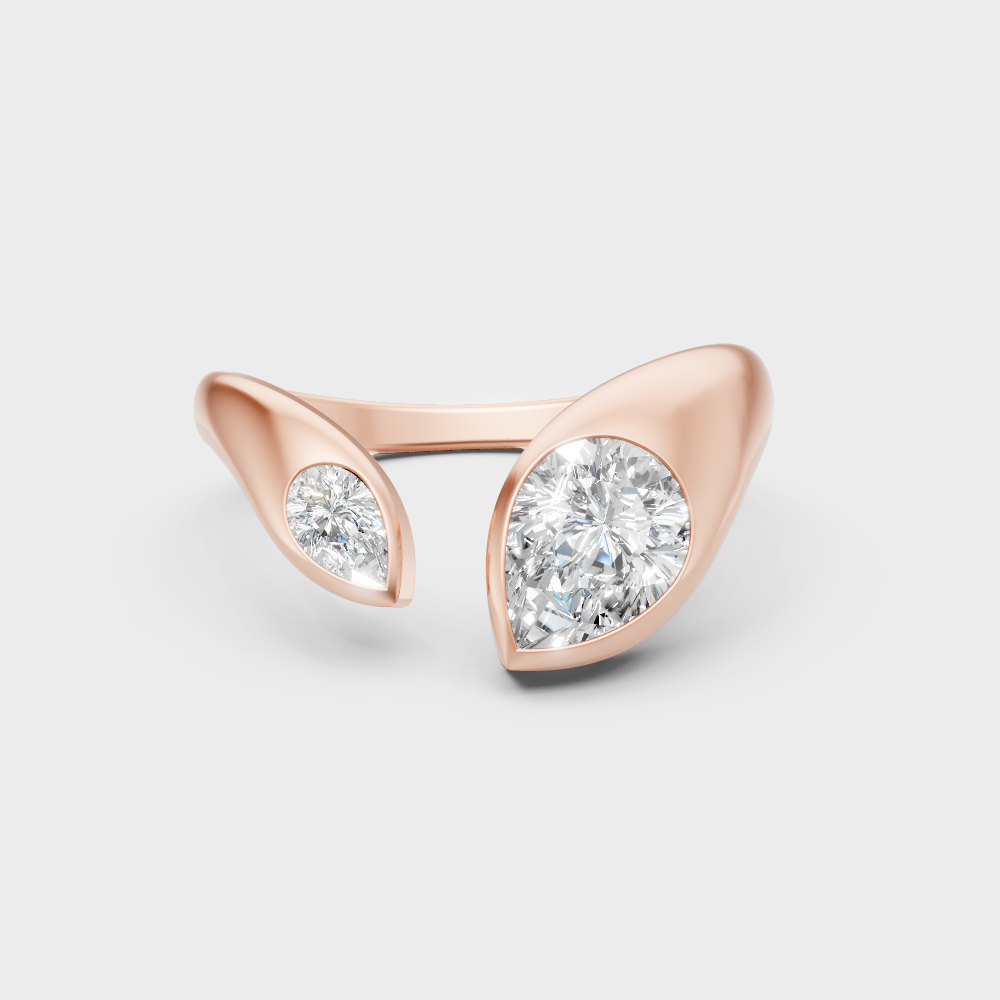 Romantic rose gold engagement ring with a  pear-cut lab-grown diamond