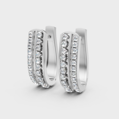 950 Platinum GLI Certified Lab-Grown Diamond Hoop Earrings