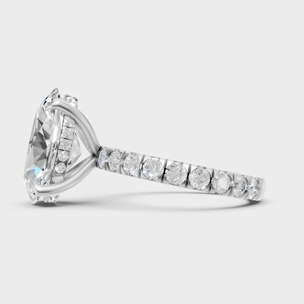 High-Polish 950 Platinum Oval Lab Diamond Hidden Halo Ring For Maximum Brilliance