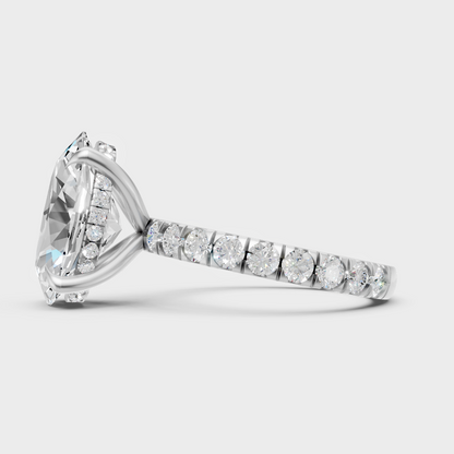 High-Polish 950 Platinum Oval Lab Diamond Hidden Halo Ring For Maximum Brilliance
