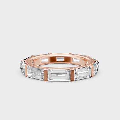  Luxury Rose Gold Wedding Band With A Certified 3.66Ct Baguette-Cut Design