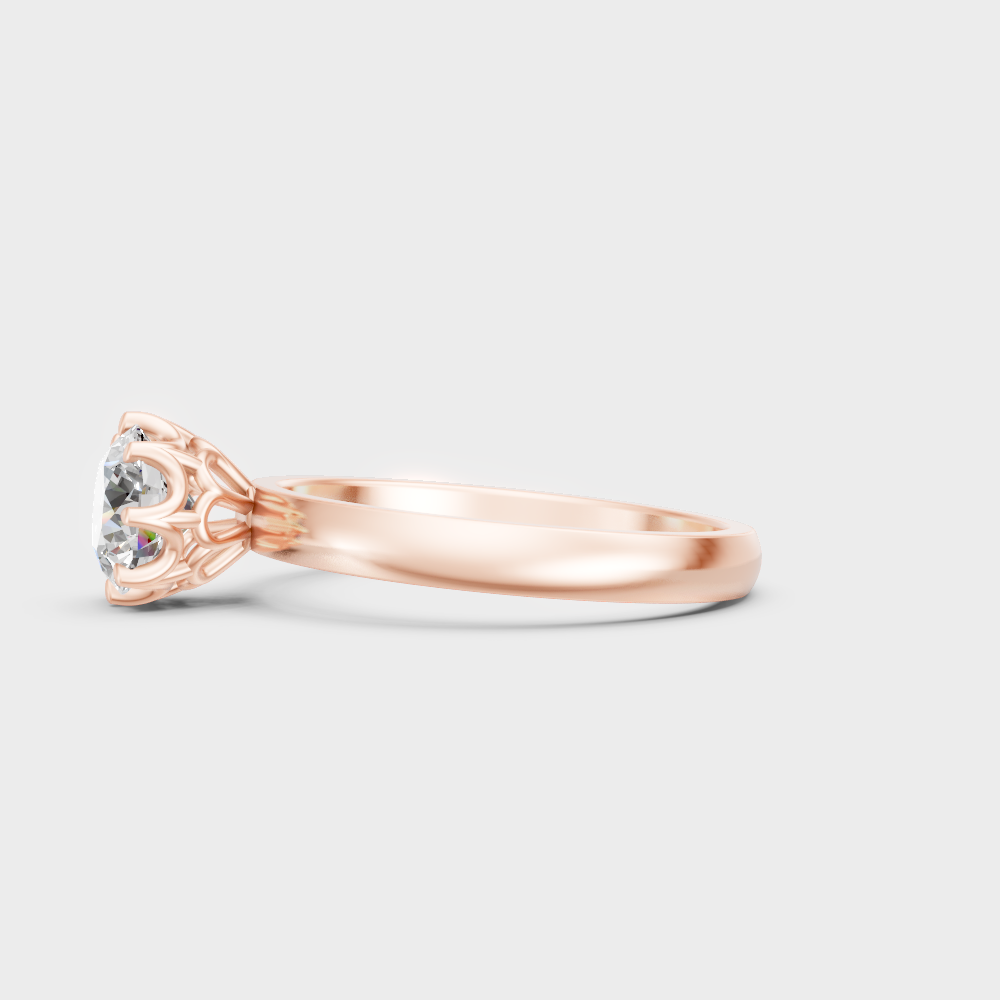 Premium Round Cut Lab Grown Diamond Ring In 14K Rose Gold Classic Design