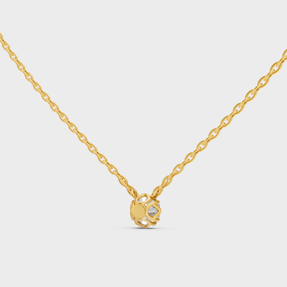 Luxury Round Cut Diamond Pendant Necklace Yellow Gold