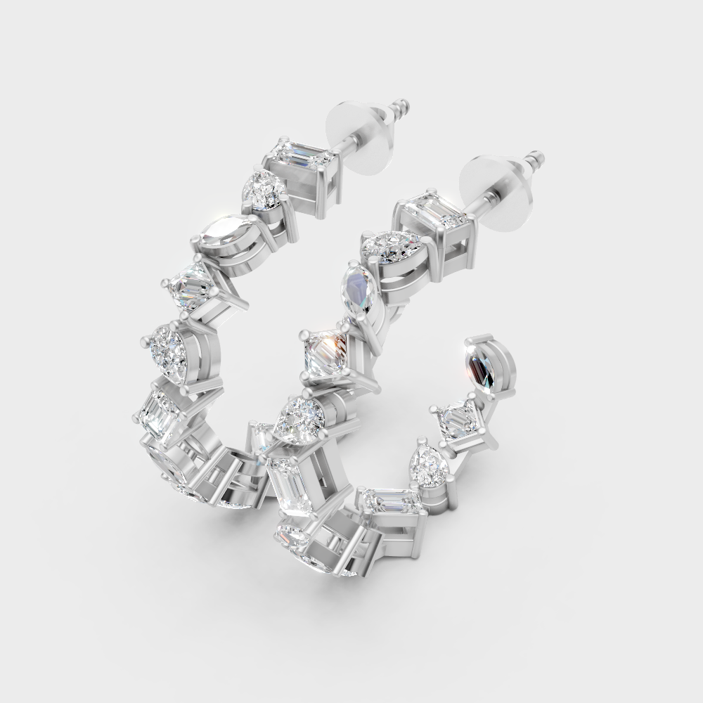 white gold multi-shape lab-grown diamond earrings for a brilliant, modern glow