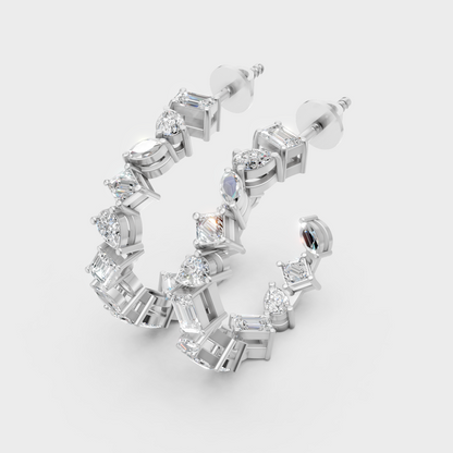 white gold multi-shape lab-grown diamond earrings for a brilliant, modern glow