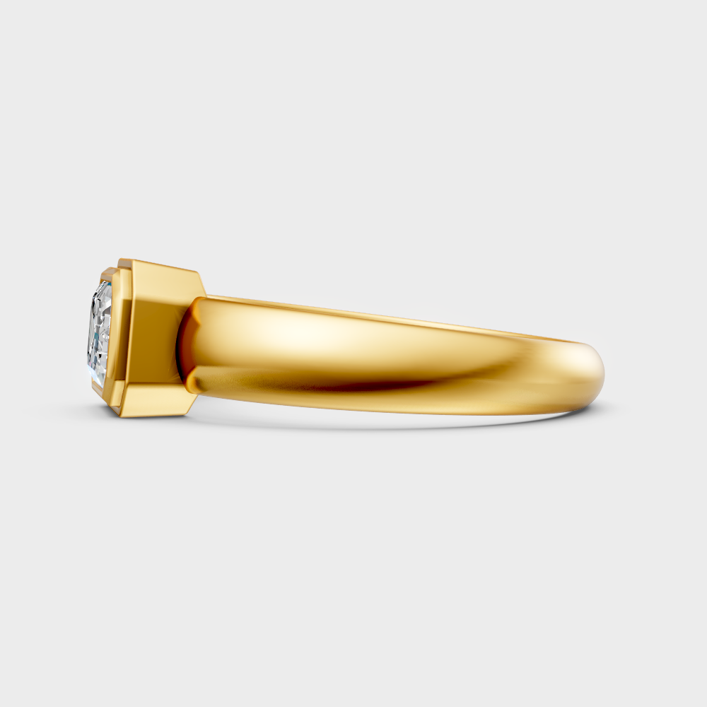 Premium yellow gold engagement ring with a certified emerald-cut lab diamond