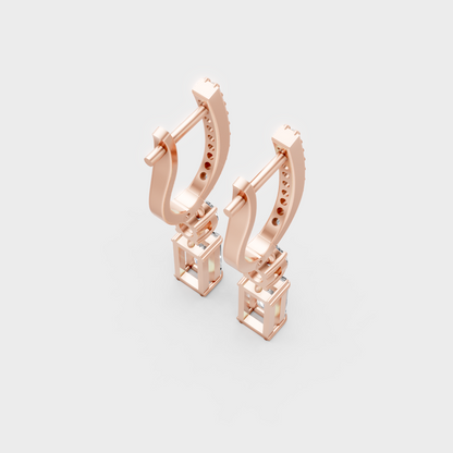 Round & Baguette Lab-Grown Diamond Drop Earrings in