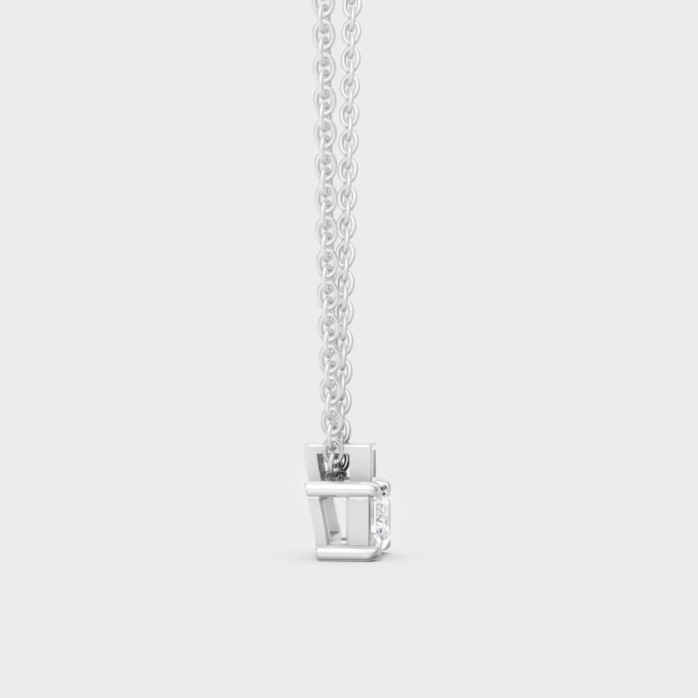 Luxury Emerald And Round Halo Diamond Necklace Platinum