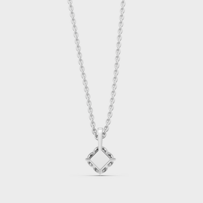 White Gold Princess-Shaped Lab-Grown Diamond Necklace With Hallmark Quality