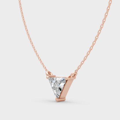 0.74 Ct Lab-Grown Triangle Cut Diamond Pendant With Chain In Rose Gold