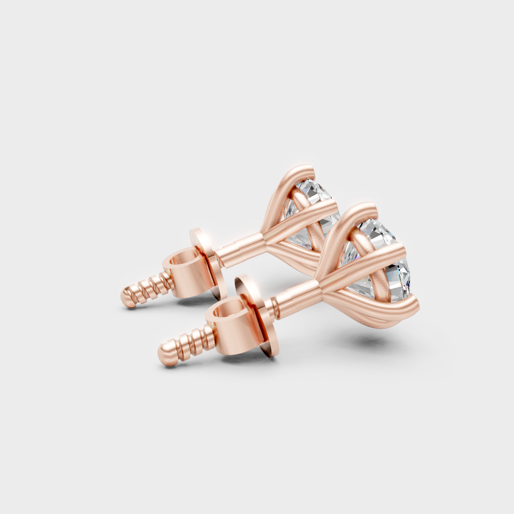 Elegant 1.20 Ct Total Round Diamond Earrings Rose Gold
