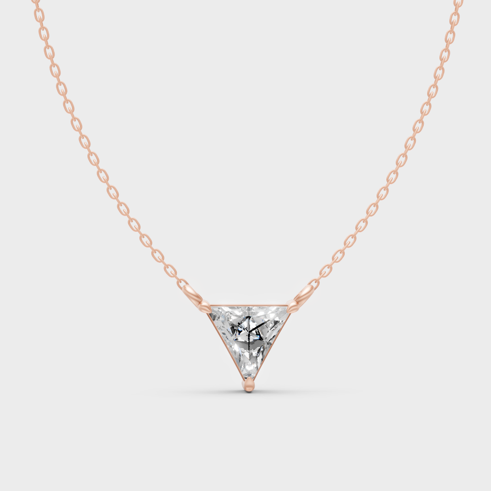 0.74 Ct Lab-Grown Triangle Cut Diamond Pendant In Rose Gold