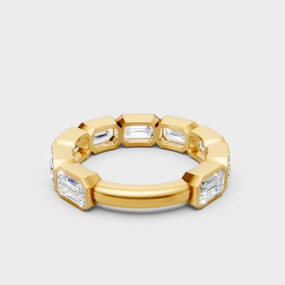 
Customizable Yellow Gold Diamond Band Featuring Sustainable Emerald-Cut Stones