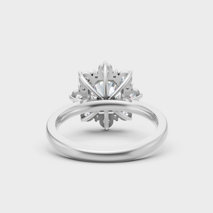 White Gold Round Lab-Grown Diamond Accent Ring With Hallmark Gold Quality