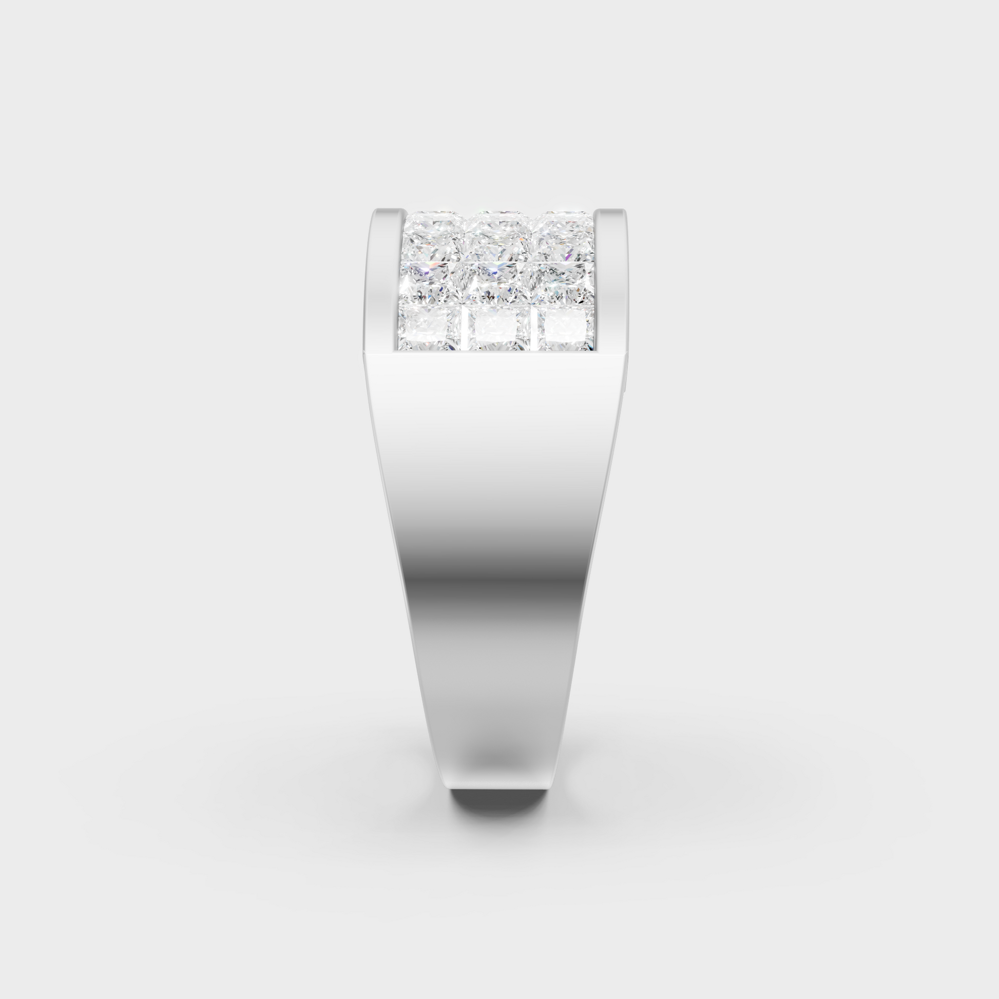 High-Polish 950 Platinum Princess Lab Diamond Men's Ring For Maximum Brilliance