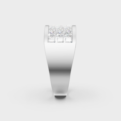 High-Polish 950 Platinum Princess Lab Diamond Men's Ring For Maximum Brilliance