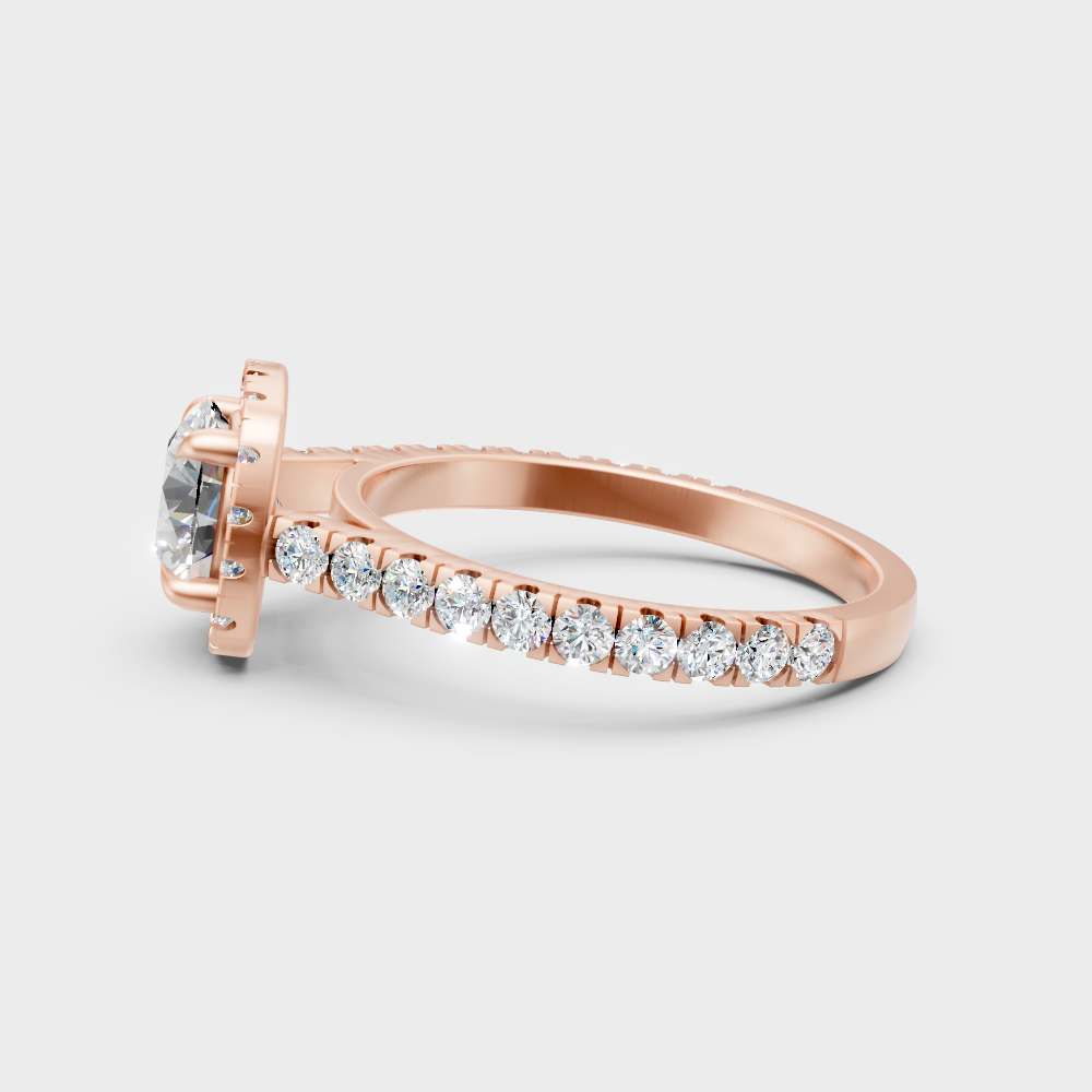 9K Rose Gold Round-Cut Lab-Grown Diamond Halo With Hallmark Quality