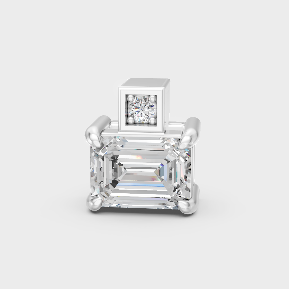 High-Polish 950 Platinum Emerald-Cut Lab Diamond Pendant For A Brilliant Look