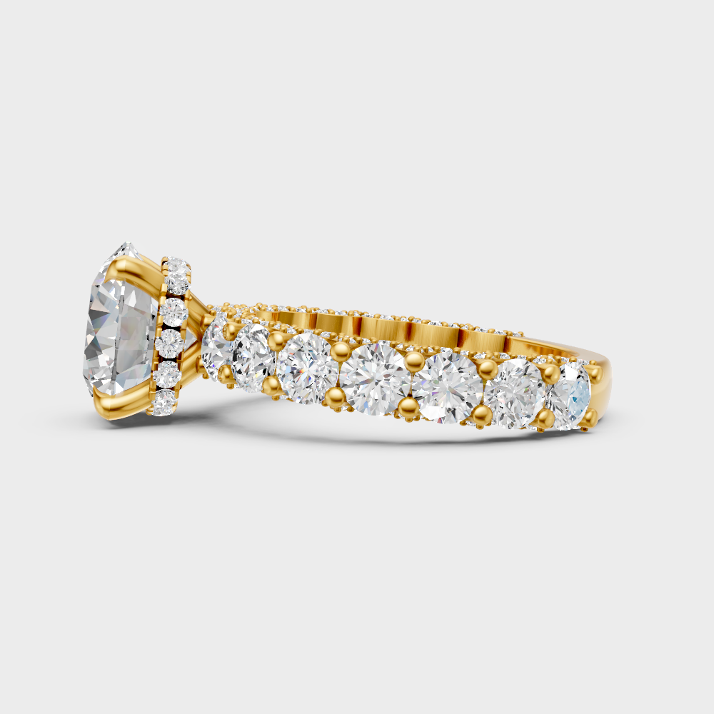 Hallmarked yellow gold engagement ring with a brilliant round ethical diamond