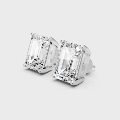 Luxury Emerald Cut Diamond Earrings White Gold