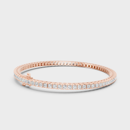 Timeless Lab-Grown Princess Cut Diamond Tennis Bracelet In Rose Gold
